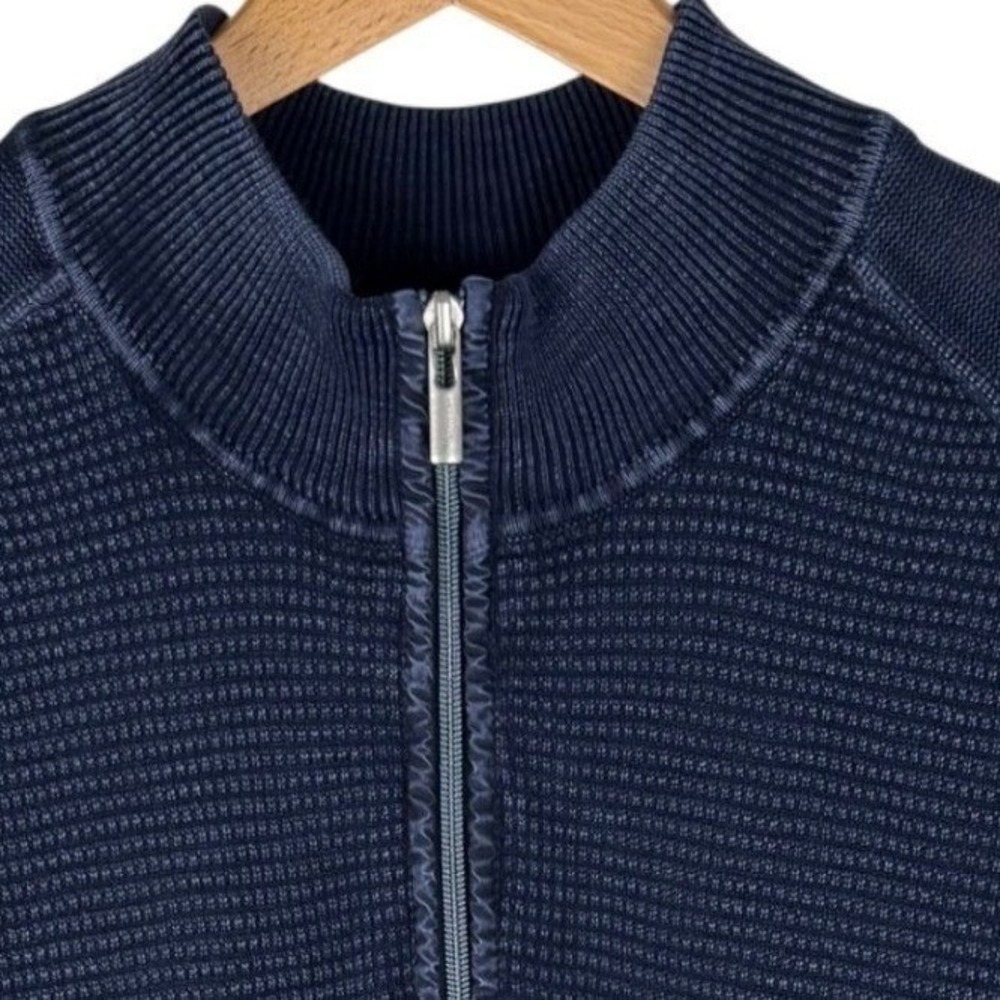 Tommy Bahama Quarter Zip Pullover Sweater‎ Mens 1XL Blue Waffle Knit Long Sleeve